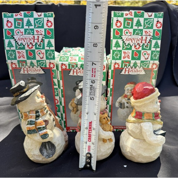 3 VINTAGE 1999 Christmas Snowman Figurines HOLIDAY COLLECTION World Bazaar -Ch8 - Picture 8 of 10
